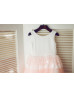 Ivory Cotton Lace Peplum Pink Tulle Flower Girl Dress